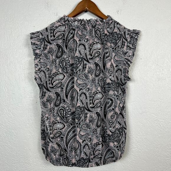 SEN Paisley Tunic Peasant Blouse Top Tassel V Neck Sleeveless - M - Picture 3 of 3